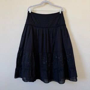 Dark Romantic Sparkly Black Tiered Sequin Maxi Skirt Whimsygoth Ruffle Girly Y2K